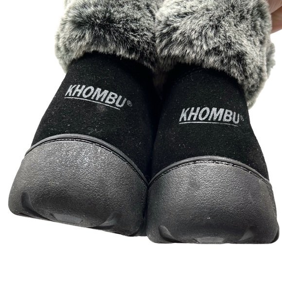 KHOMBU Jessica Winter Boots Women’s Size 7M Black Suede Faux Fur Water Repellent - Picture 11 of 12